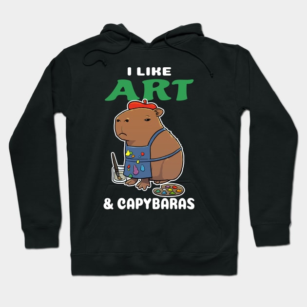 I Like Art and Capybaras Cartoon Hoodie by capydays